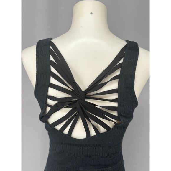 Free People Dress Womens XS Black Strappy Open Back Knit Bodycon Mini - Picture 3 of 7